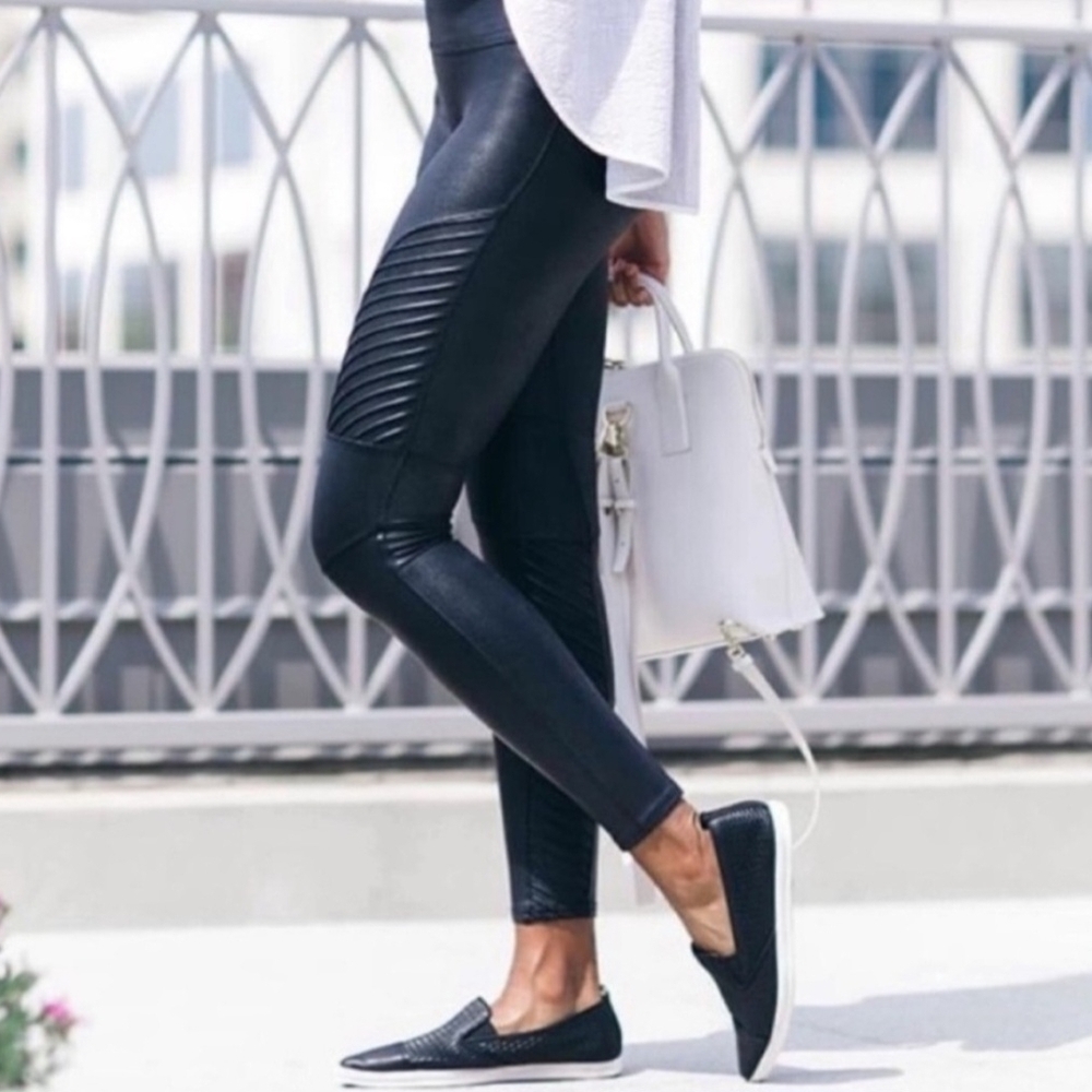 SPANX Black Moto Leggings - Picture 2 of 5